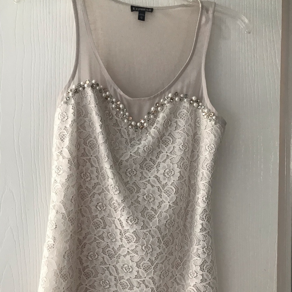 Express tank with lace and beaded detail